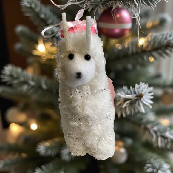 Llama/Alpaca Christmas Ornament Glitter Presents-Set/2 Cute Holiday Decor Gift - Picture 5 of 7